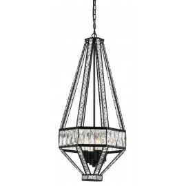 Telbix-Zofio 4LT Pendant 4x25wE27max Oiled Bronze / Clear Crystal